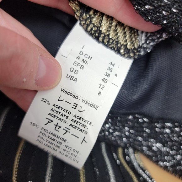 M Missoni Boatneck Off-Shoulder Metallic  Stripe Crochet-knit Tie Front Size 8 - Picture 5 of 6